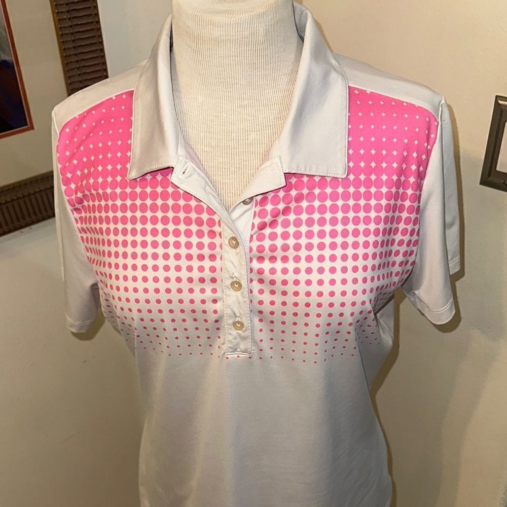 Nike Pink and White Fitted Polo Shirt    Size Large - Picture 2 of 12